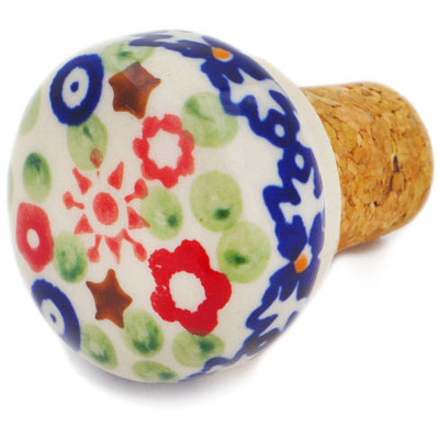 Polish Pottery Bottle Stopper 2&quot; Botanical Sprinkles UNIKAT