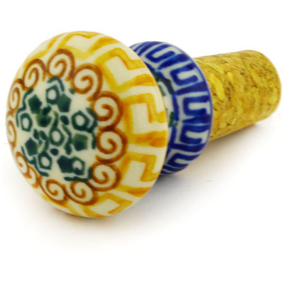 Polish Pottery Bottle Stopper 2&quot; Grecian Sea