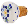 Polish Pottery Bottle Stopper 2&quot; Orange And Blue Flower