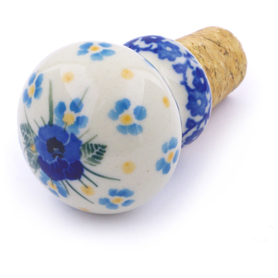 Polish Pottery Bottle Stopper 2&quot; Pansy And Violets