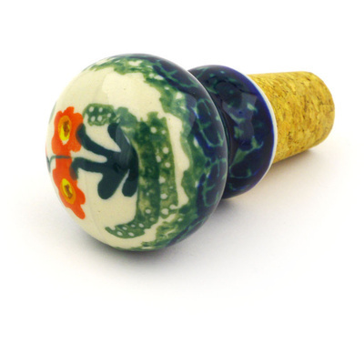 Polish Pottery Bottle Stopper 2&quot; Peach Spring Daisy