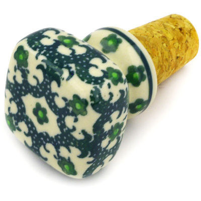 Polish Pottery Bottle Stopper 2&quot; Ribbon Daisies