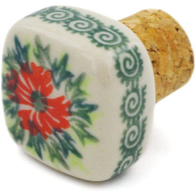 Polish Pottery Bottle Stopper 2&quot; Ring Of Flowers UNIKAT