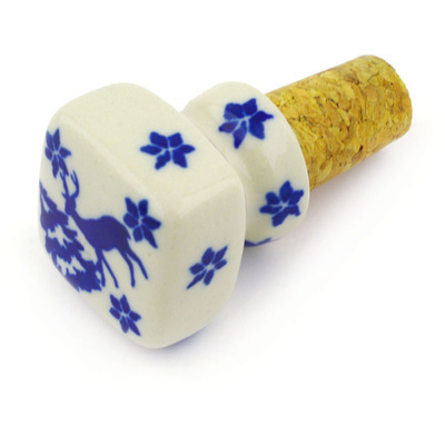 Polish Pottery Bottle Stopper 2&quot; Snowy Morning