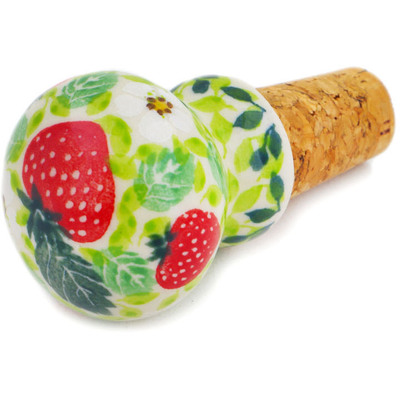 Polish Pottery Bottle Stopper 2&quot; Summer Strawberry UNIKAT