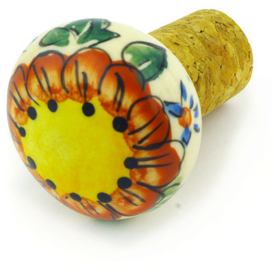 Polish Pottery Bottle Stopper 2&quot; Sunshine Bees UNIKAT