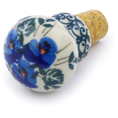 Polish Pottery Bottle Stopper 2&quot; Sweet Blue Spring