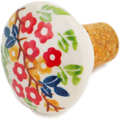Polish Pottery Bottle Stopper 2&quot; Tropical Bloomscape