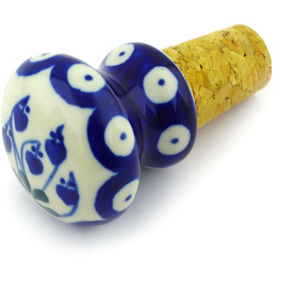 Polish Pottery Bottle Stopper 3&quot; Bleeding Heart Peacock