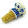Polish Pottery Bottle Stopper 3&quot; Blue Blooms