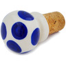 Polish Pottery Bottle Stopper 3&quot; Blue Polka Dot Beauty