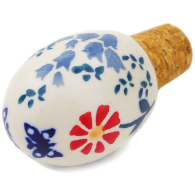Polish Pottery Bottle Stopper 3&quot; Last Summer Flowers