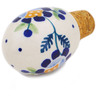 Polish Pottery Bottle Stopper 3&quot; Orange And Blue Flower