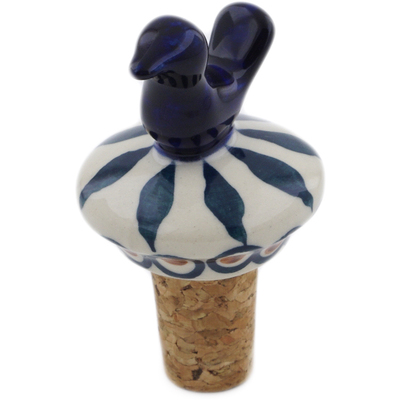 Polish Pottery Bottle Stopper 3&quot; Peacock