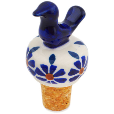 Polish Pottery Bottle Stopper 3&quot; Peacock