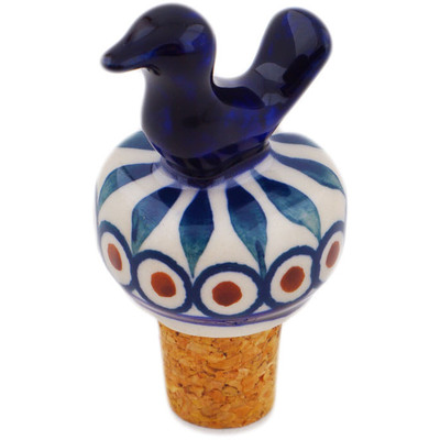Polish Pottery Bottle Stopper 3&quot; Peacock