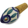 Polish Pottery Bottle Stopper 3&quot; Peacock Leaves