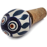 Polish Pottery Bottle Stopper 3&quot; Peacock Leaves