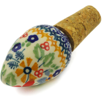 Polish Pottery Bottle Stopper 3&quot; Ruby Bouquet UNIKAT