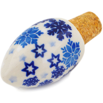 Polish Pottery Bottle Stopper 3&quot; Snowdrift