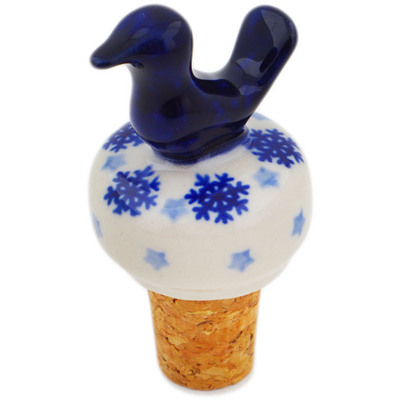 Polish Pottery Bottle Stopper 3&quot; Snowdrift