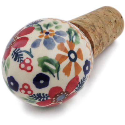 Polish Pottery Bottle Stopper 3&quot; Summer Bouquet UNIKAT