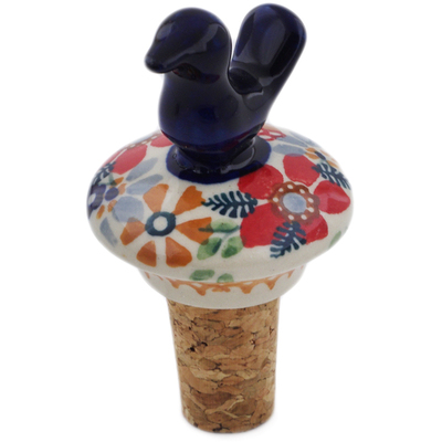 Polish Pottery Bottle Stopper 3&quot; Summer Bouquet UNIKAT