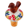 Polish Pottery Bottle Stopper 3&quot; Tropical Bloomscape