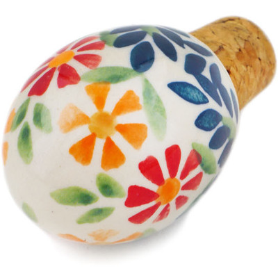 Polish Pottery Bottle Stopper 3&quot; Wave Of Flowers