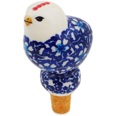 Polish Pottery Bottle Stopper 4&quot; Flowers On The Lake