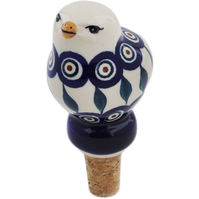 Polish Pottery Bottle Stopper 4&quot; Peacock