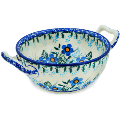 Polish Pottery Bouillon Cup 10 oz Blue Joy