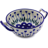 Polish Pottery Bouillon Cup 10 oz Blue Tulip Peacock