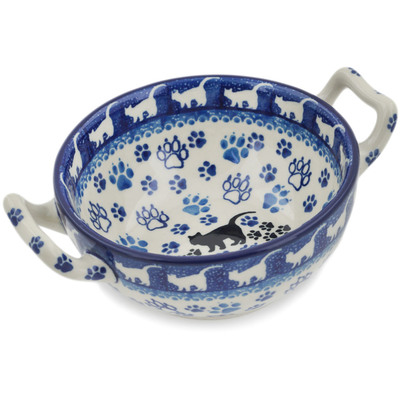 Polish Pottery Bouillon Cup 10 oz Boo Boo Kitty Paws