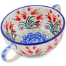 Polish Pottery Bouillon Cup 10 oz Crimson Bells