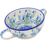 Polish Pottery Bouillon Cup 10 oz Feathery Bluebells