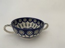 Polish Pottery Bouillon Cup 10 oz Peacock Leaves