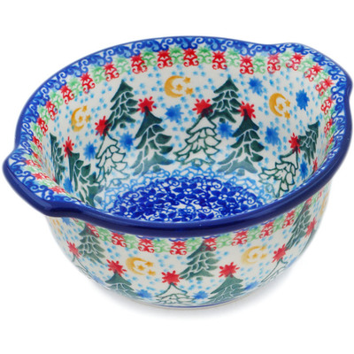 Polish Pottery Bouillon Cup 11 oz Glowing Christmas Trees UNIKAT