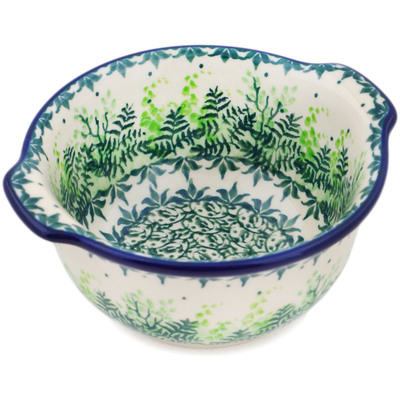 Polish Pottery Bouillon Cup 11 oz Leafy Garden UNIKAT