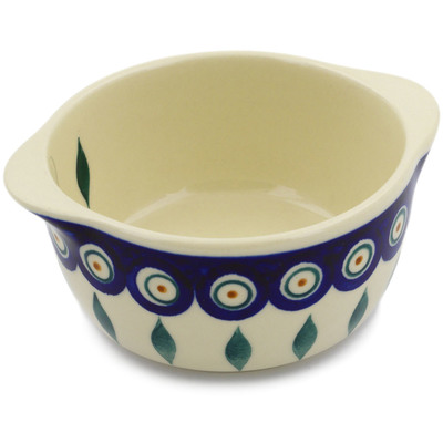 Polish Pottery Bouillon Cup 11 oz Peacock