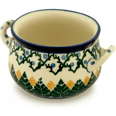 Polish Pottery Bouillon Cup 12 oz Alpine Leaves
