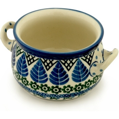 Polish Pottery Bouillon Cup 12 oz Blue Alpine