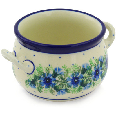 Polish Pottery Bouillon Cup 12 oz Blue Bell Wreath