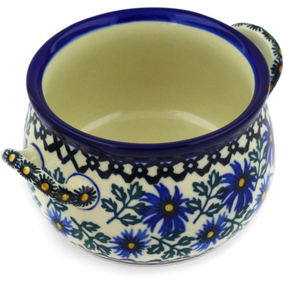 Polish Pottery Bouillon Cup 12 oz Blue Chicory