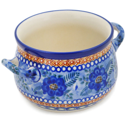 Polish Pottery Bouillon Cup 12 oz Blue Poppy Circle UNIKAT