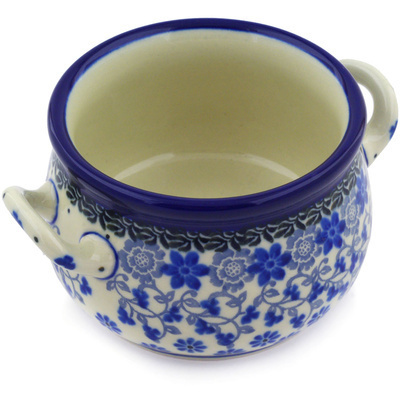 Polish Pottery Bouillon Cup 12 oz Daisy Blues
