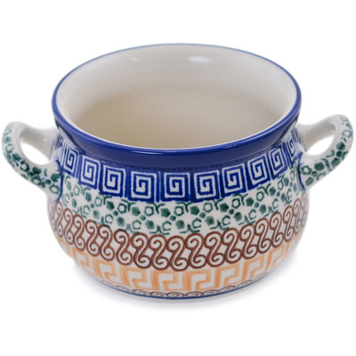 Polish Pottery Bouillon Cup 12 oz Grecian Sea