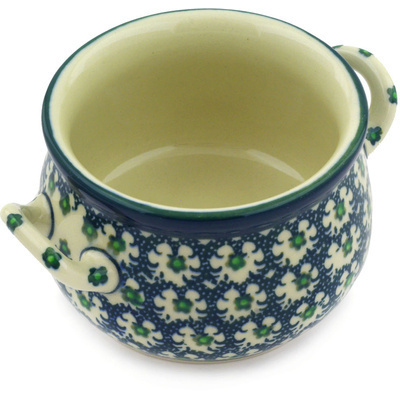 Polish Pottery Bouillon Cup 12 oz Green Garlands