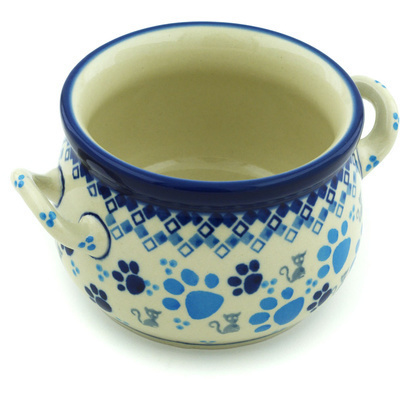 Polish Pottery Bouillon Cup 12 oz Kitty Paws