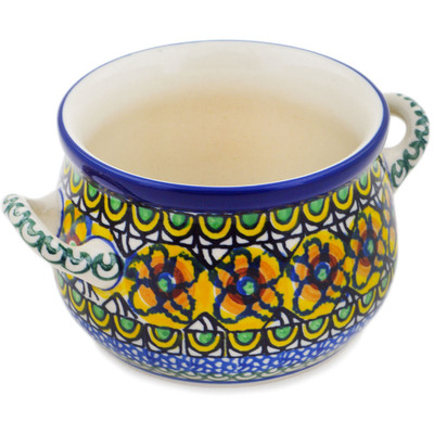 Polish Pottery Bouillon Cup 12 oz Turkish Flowers UNIKAT